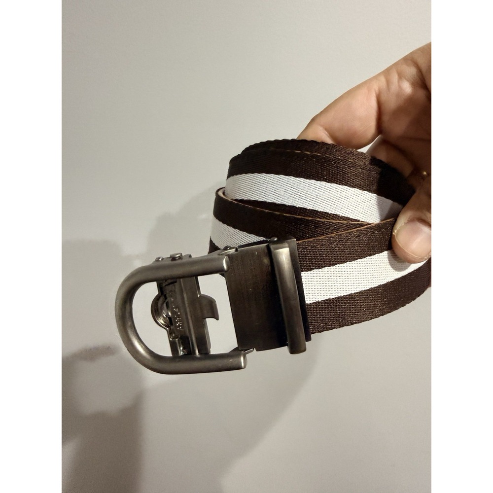 Nexbelt Men's Ratchet Golf Belt Brown White‎ Adjustable Classic System 45"